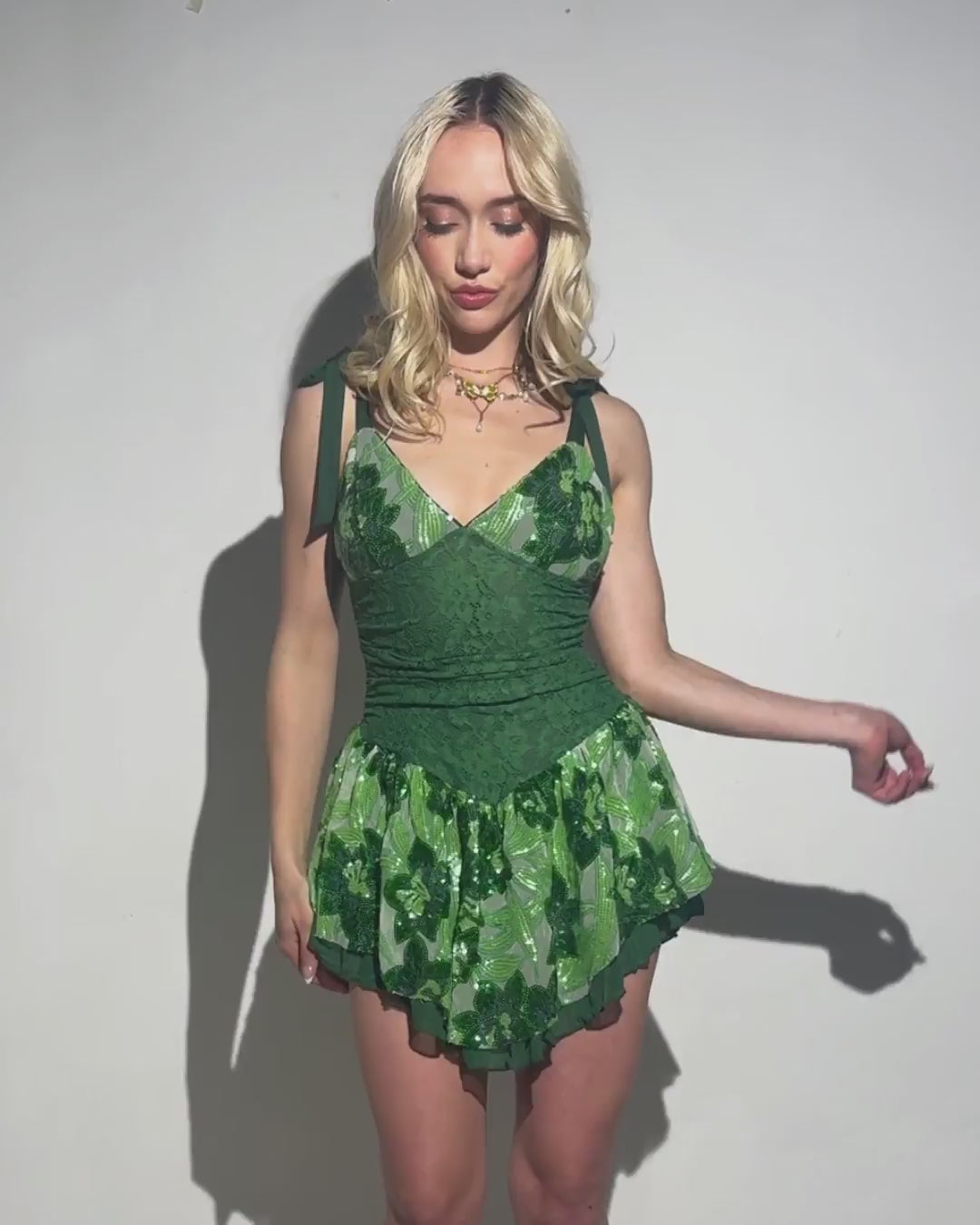 Fairytale Forest Floral Sequin Lace Dress - Image 34839664591031