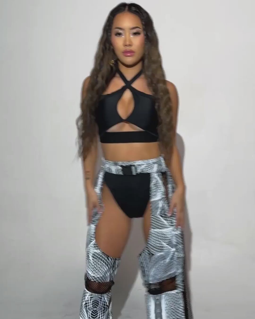 Flashbang Matrix Reflective Fishnet Chaps - Image 34280374763703