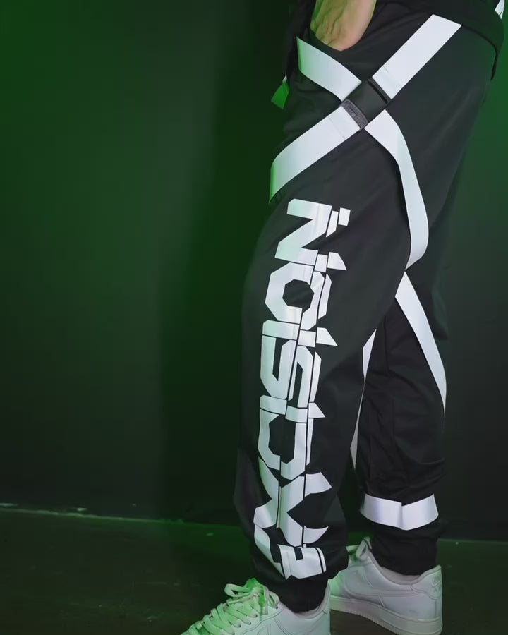 Excision x iHeartRaves Electric Surge Reflective Mens Joggers-Black/Grey-Regular-allskus