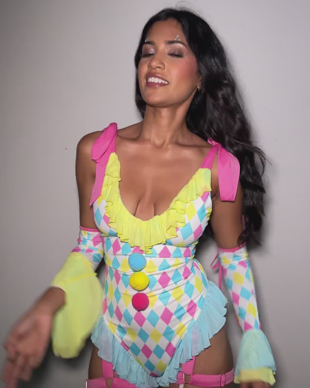 Pastel Harlequin Bodysuit with Sleeves