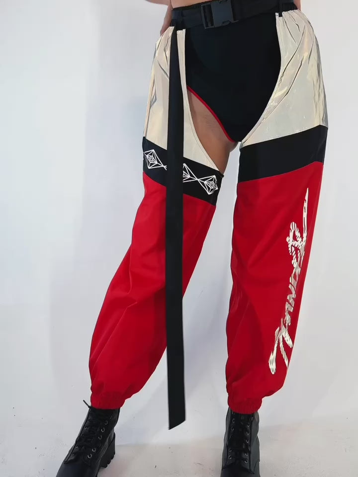 Slander x iHR Electric Edge Reflective Chaps-Black/Red/White-Regular-allskus