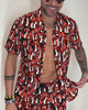 Mushroom Paradise Men's Camp Shirt-Black/Red/White-allskus