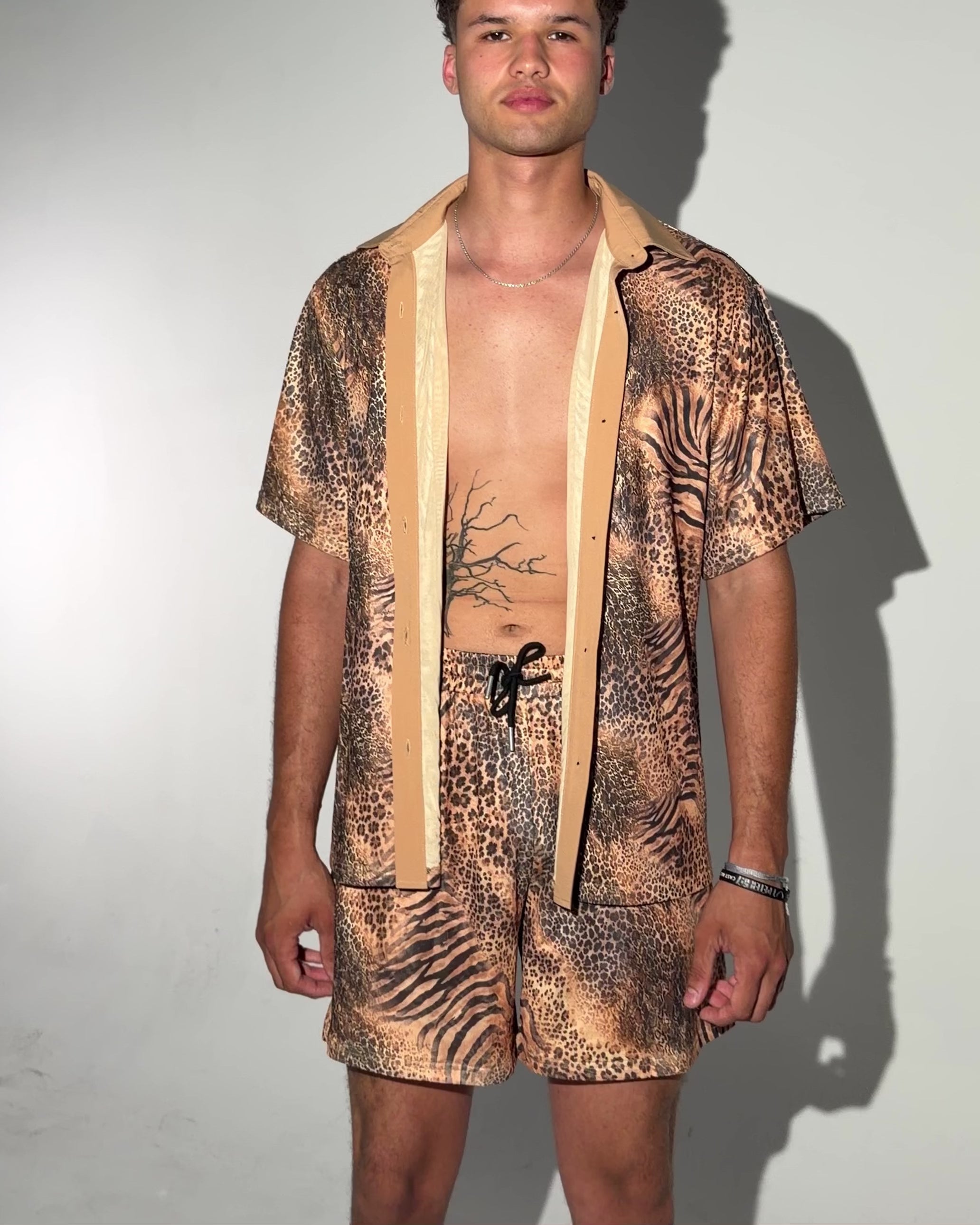 Wild Cat Print Camp Shirt - Image 37589282914487