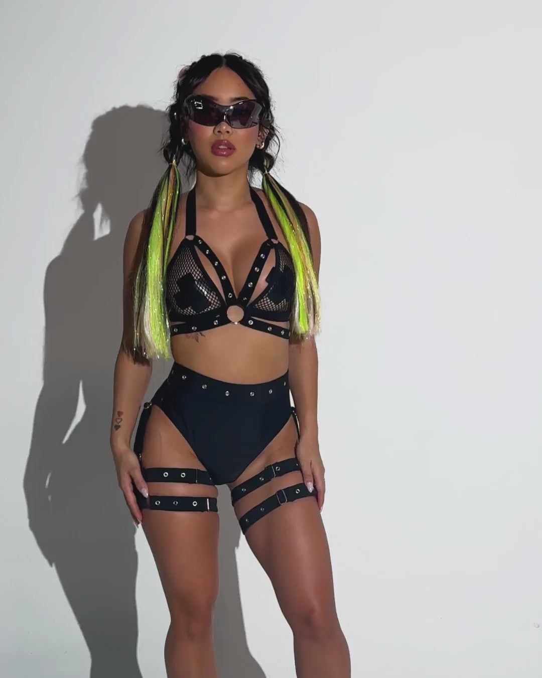 Bow Down Halter Fishnet Top - Image 38491143405751