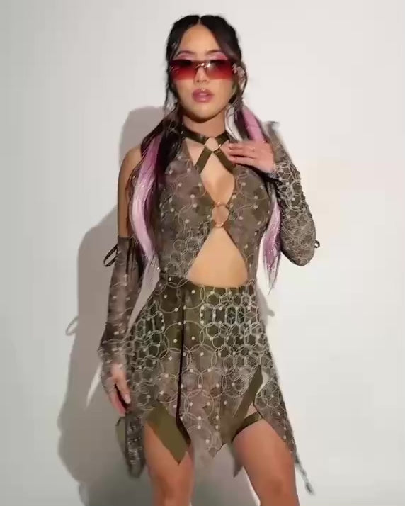 Beneath The Trees Leg Garter Dress with Sleeves - Image 34712135663799