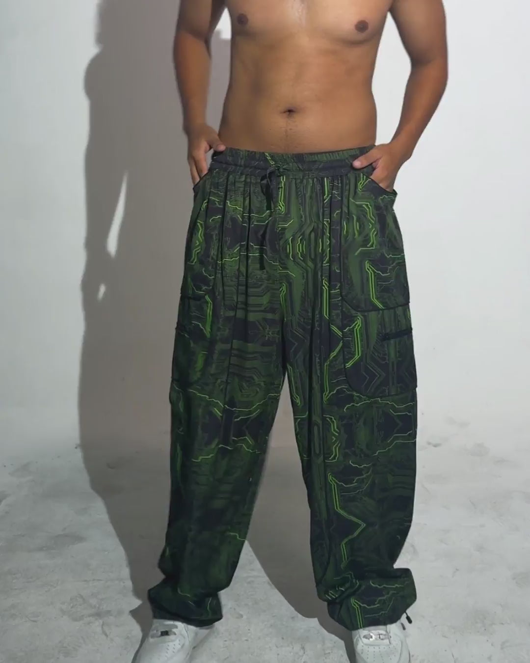 Cyber Matrix Harem Pants-Men
