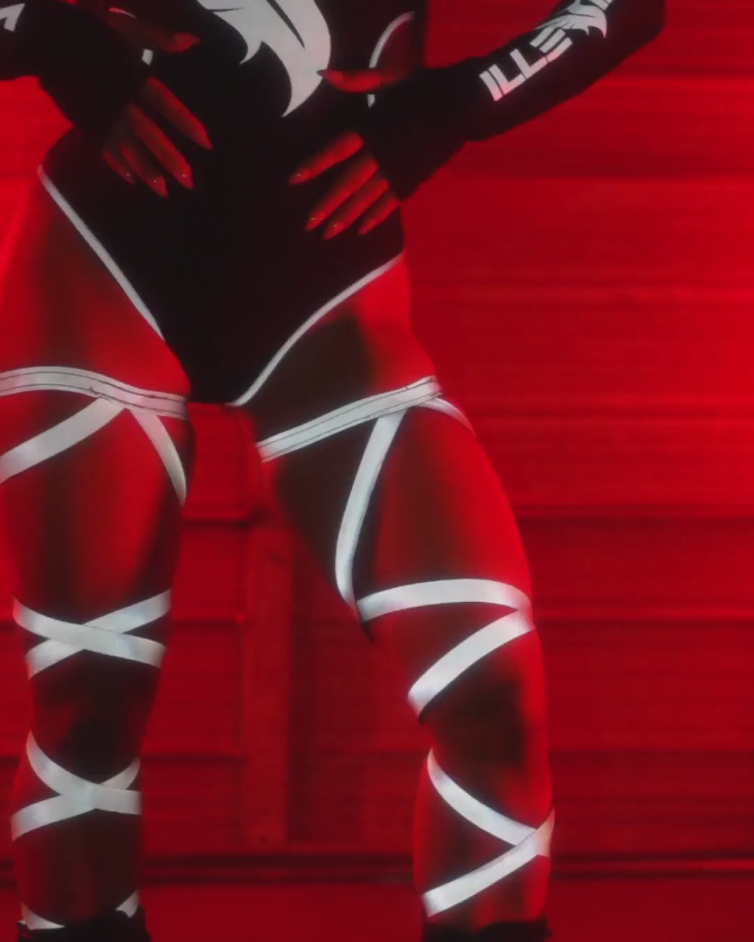 iHR x ILLENIUM Burst of Light Reflective Bodysuit with Sleeves - Image 33853417554103