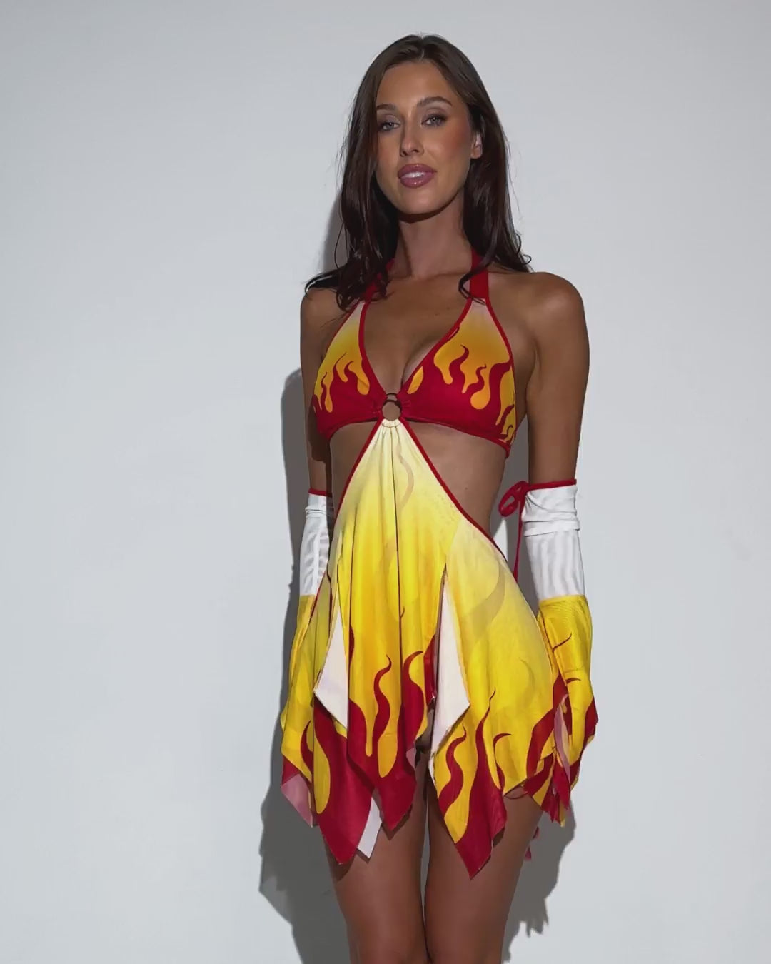 Fire Breathing Mesh Dress with Sleeves - Image 37425101439159