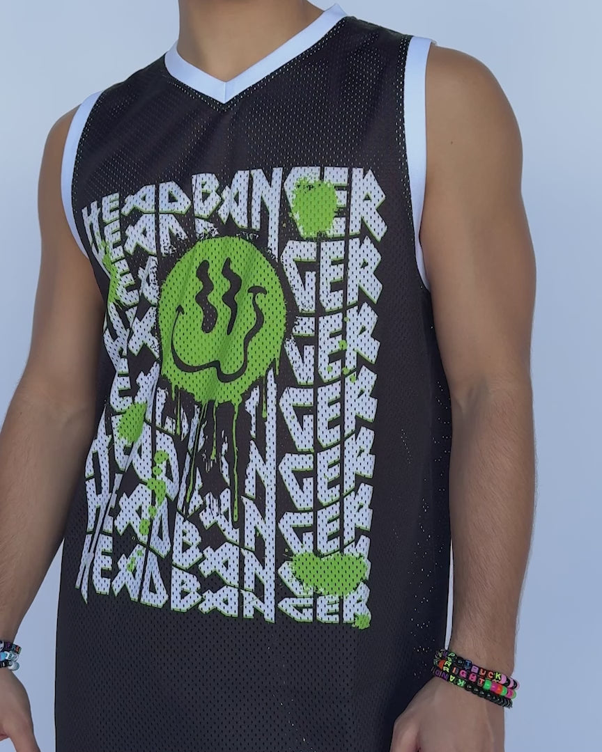 Master Headbanger Basketball Jersey-Black/Green/White-allskus