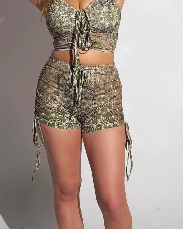 Beneath the Trees Ruched Booty Shorts - Image 32617116172471