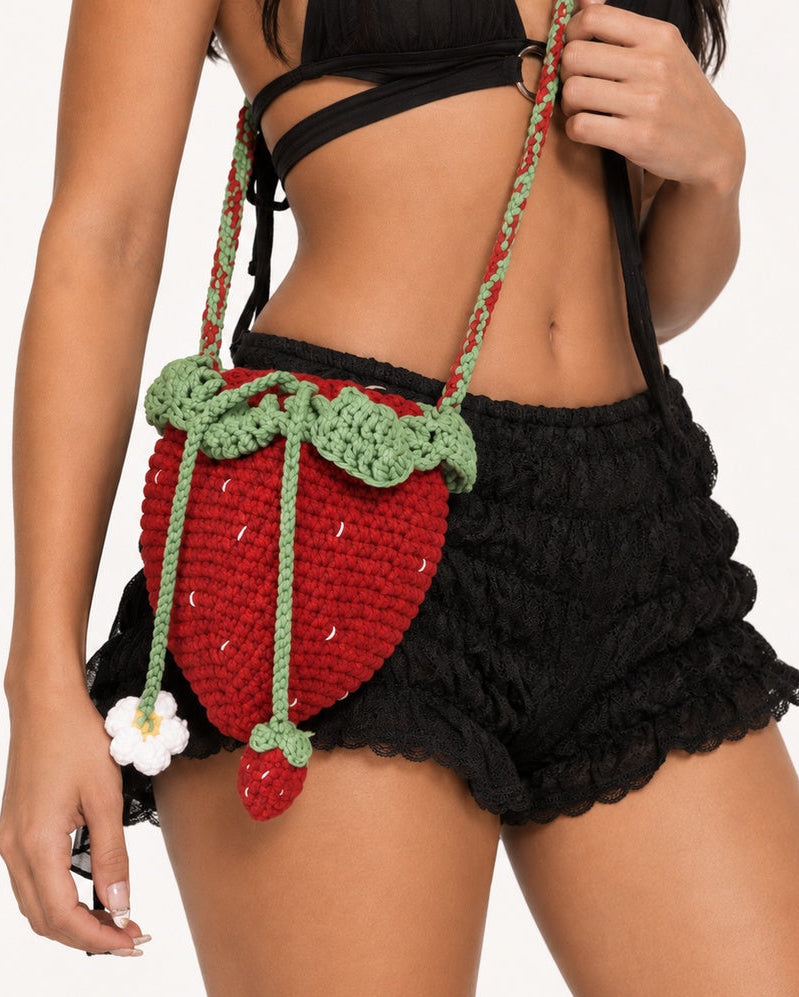 Strawberry Crochet Sling Bag - Image 38262786130103