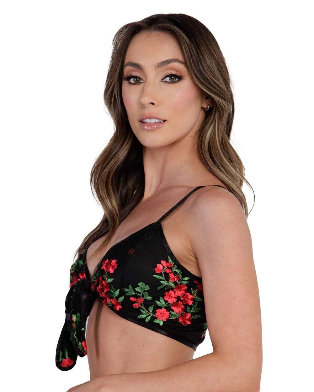 Desert Flower Front Tie Crop Top-Side--Hannah---S