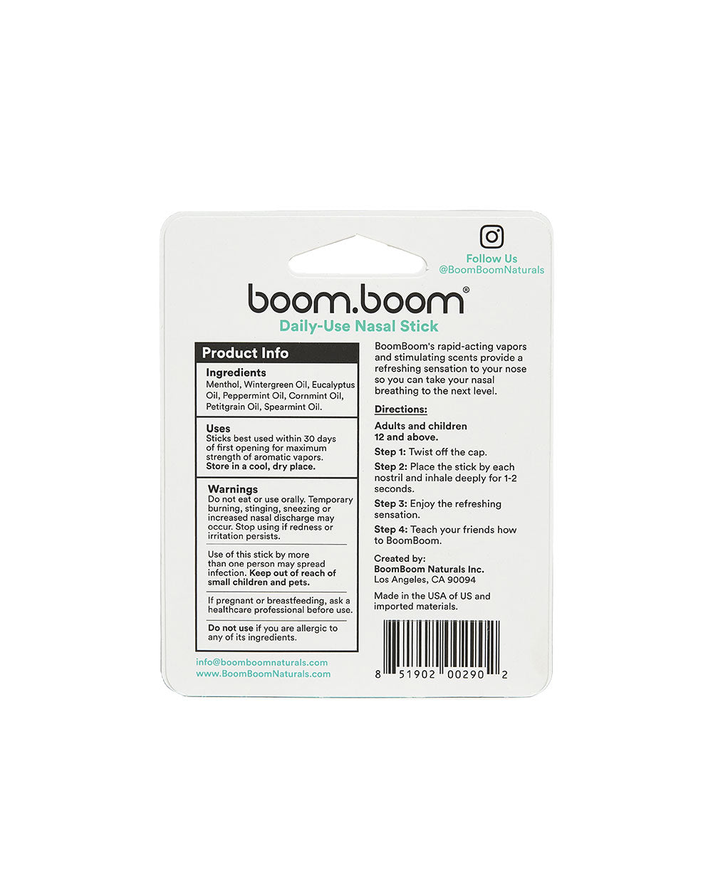 BoomBoom Wintermint Energizing Inhaler-Black-Front