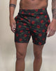 Roses Up My Sleeves Shorts-Black/Green/Red-allskus