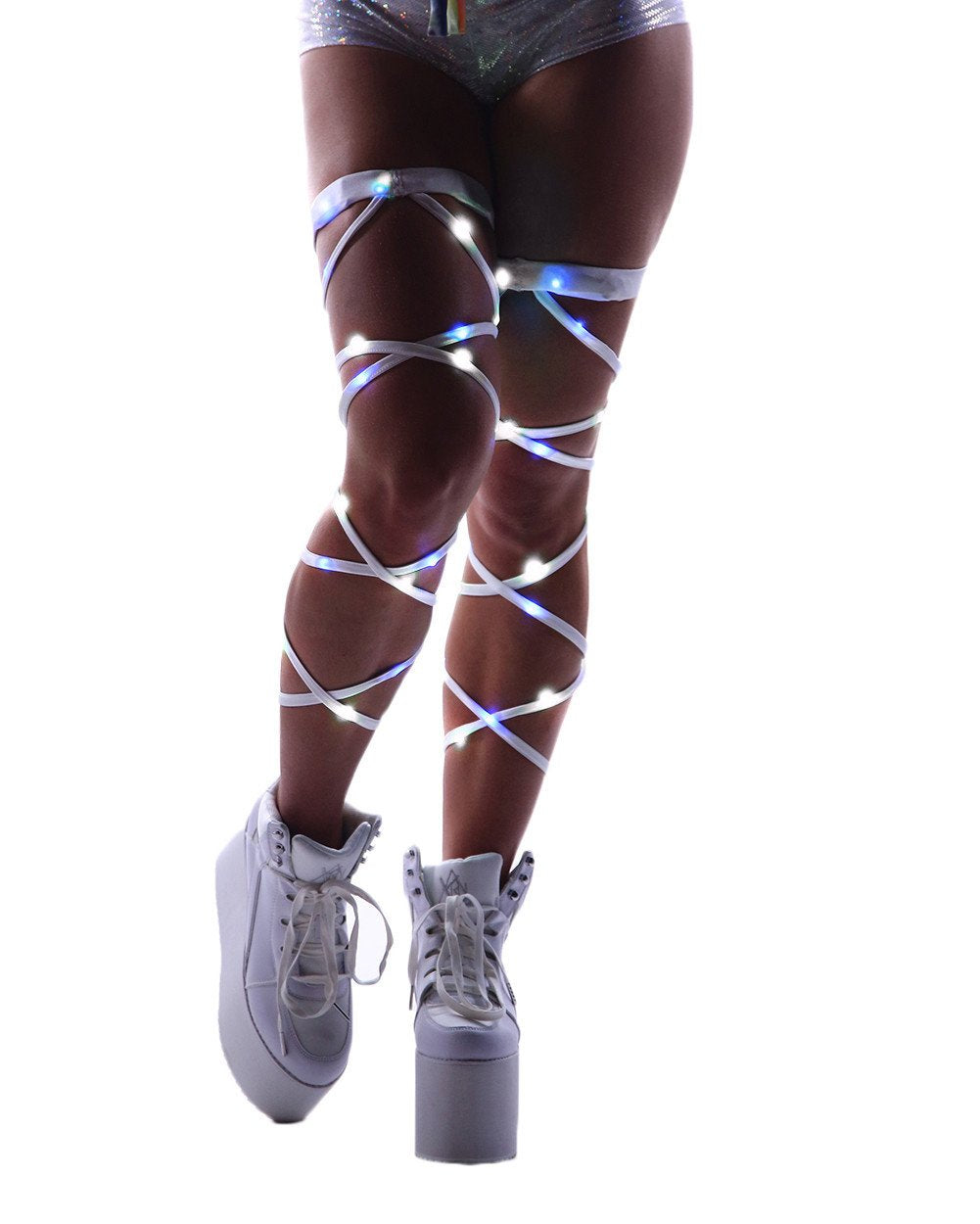 Light Up Leg Wraps-Blue/White-Front2