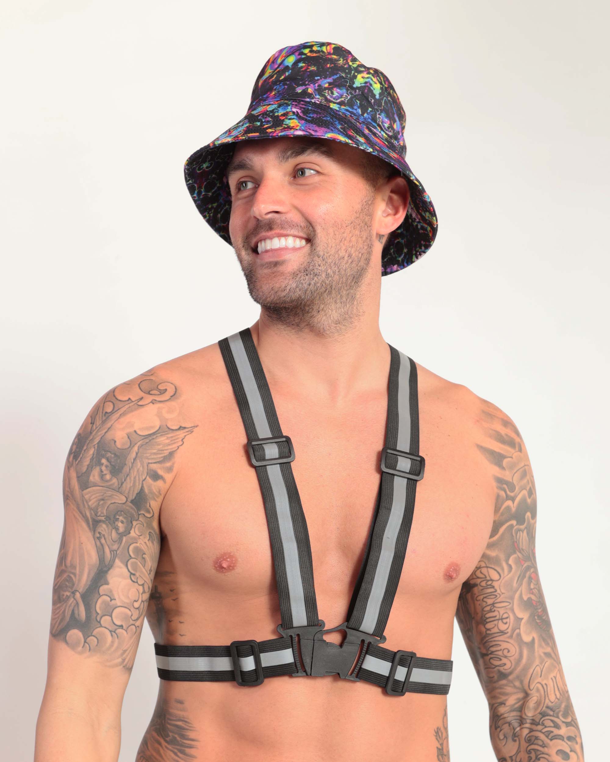 Neon Zone Black Reflective Chest Harness-Black-Front