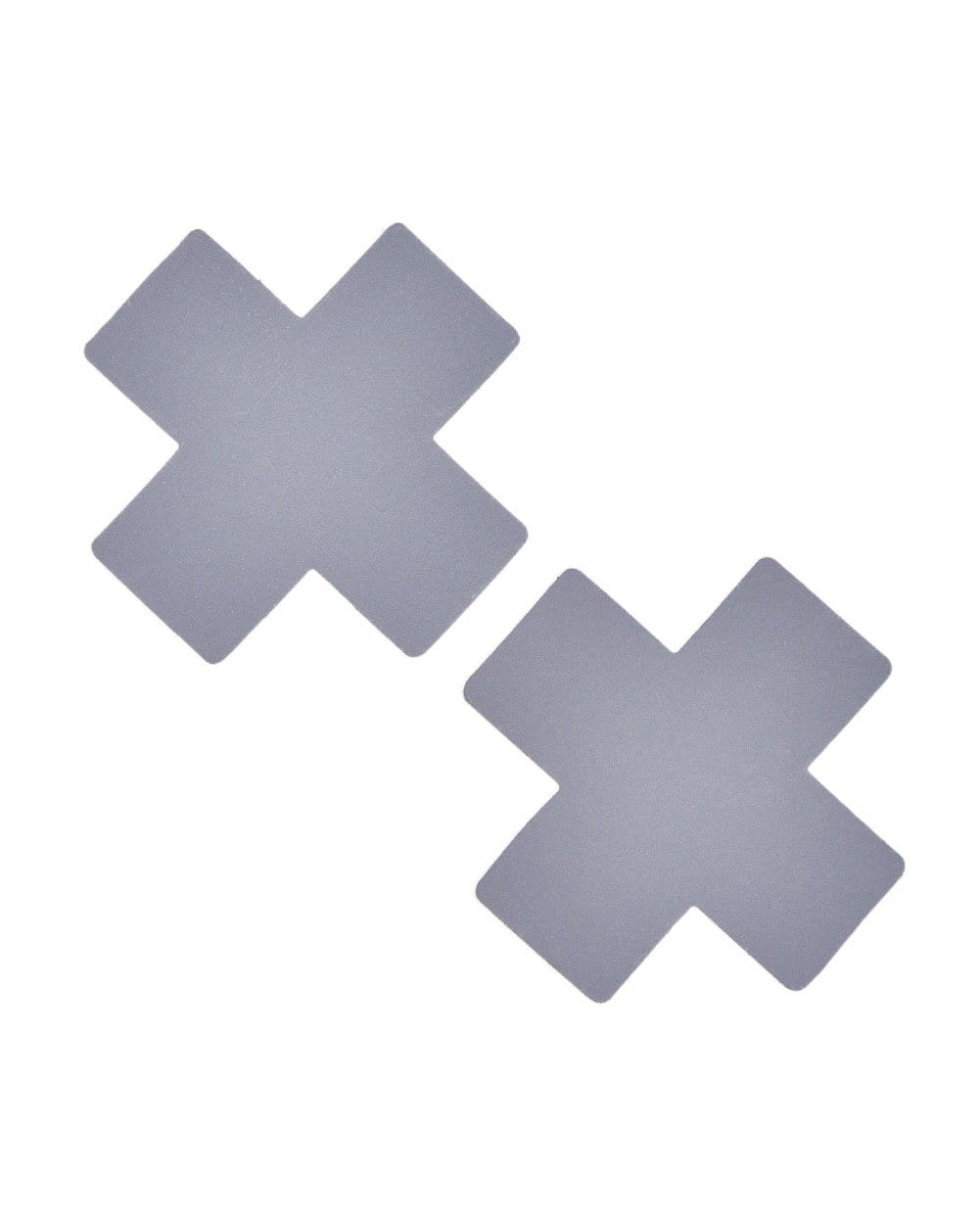 Neva Nude White Reflective Cross Pasties-Silver-Mock