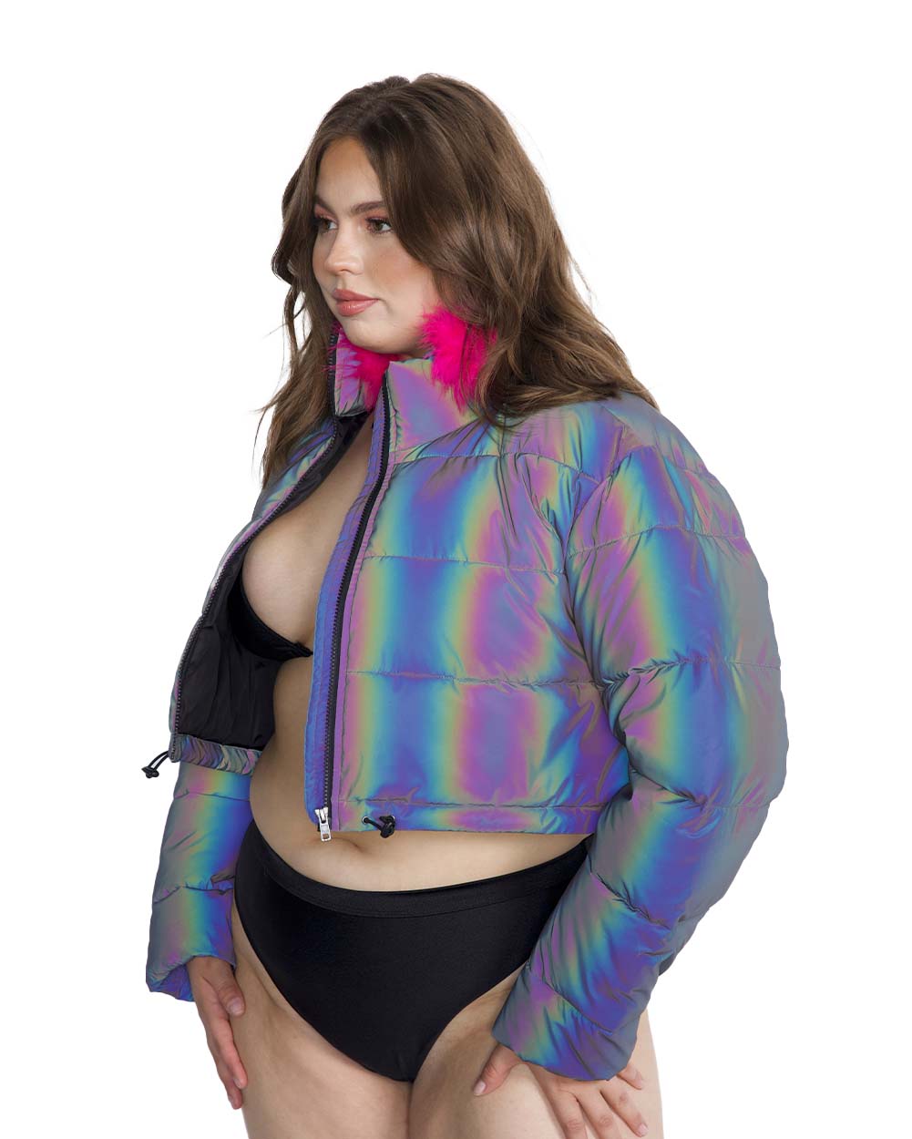 Reflective Cropped Puffer Jacket – iHeartRaves