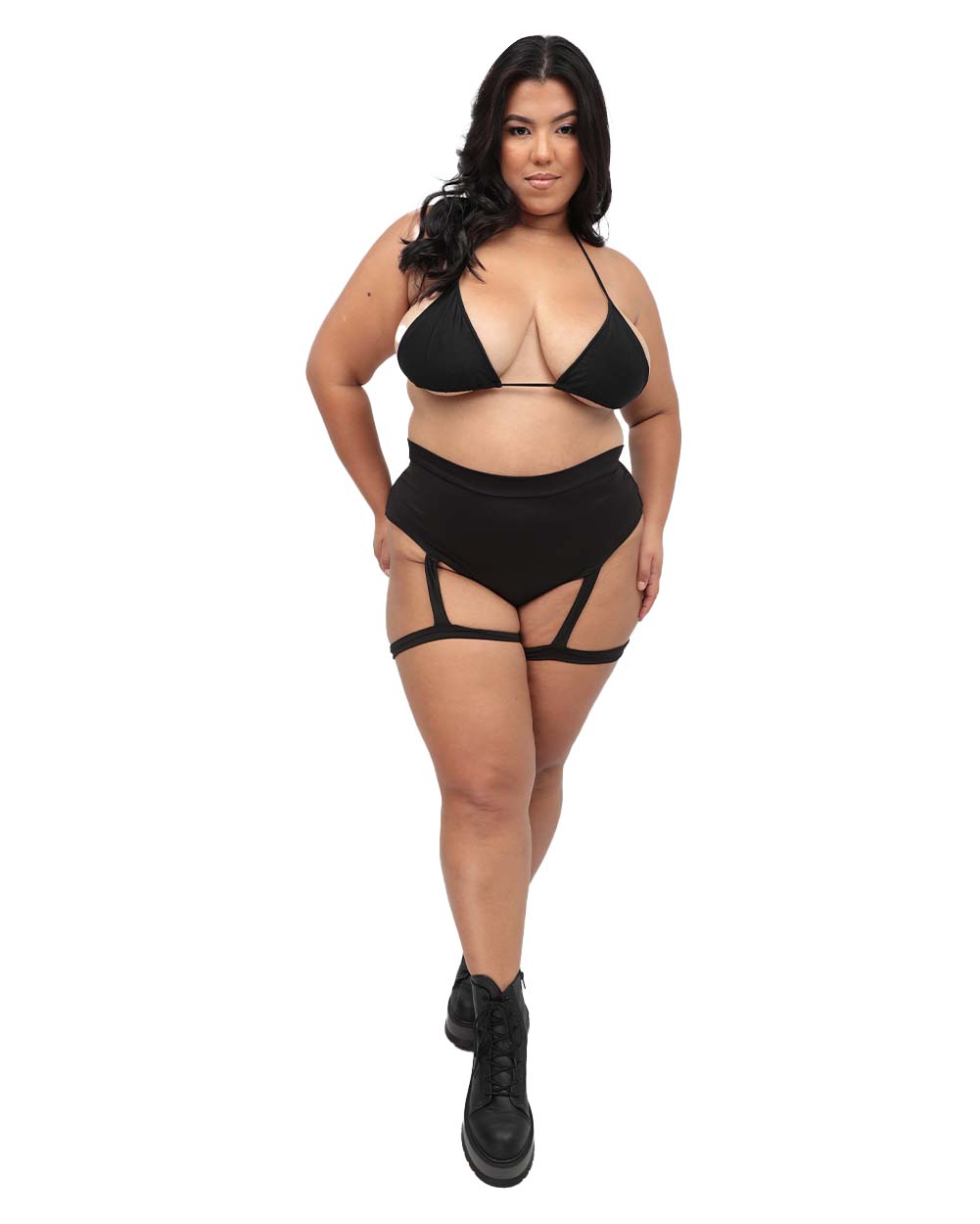 We Are We Wear HARNESS VELVET THONG CURVE - Thong - black 