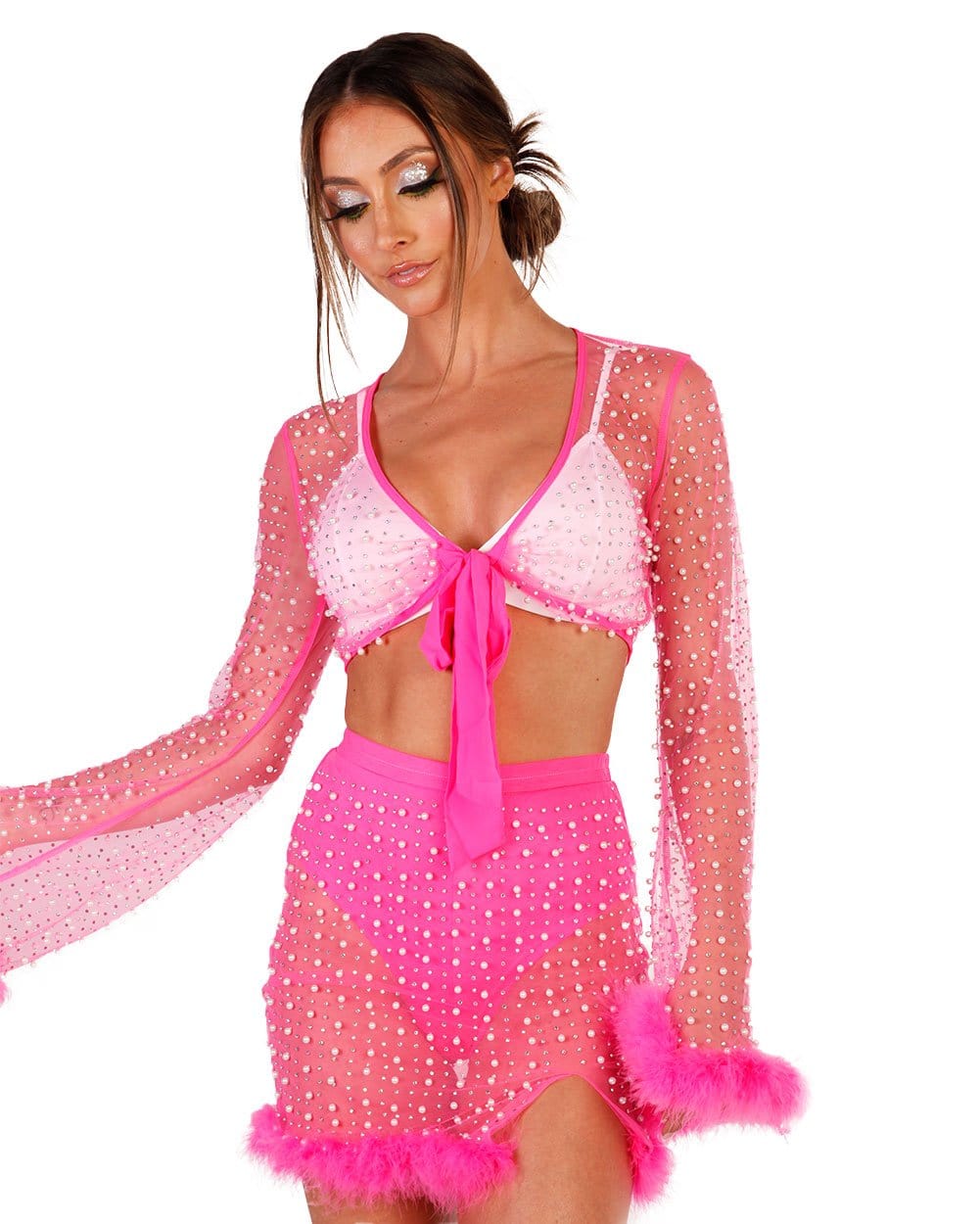 Century Star Mesh Crop Tops for Women See Through Shrug Long Sleeve Open  Front Fishnet Cover Up Sexy Rave Outfits Sheer : : Clothing, Shoes  