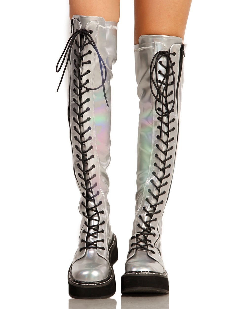 Demonia X iHR Thigh High Lace Up Boots – iHeartRaves