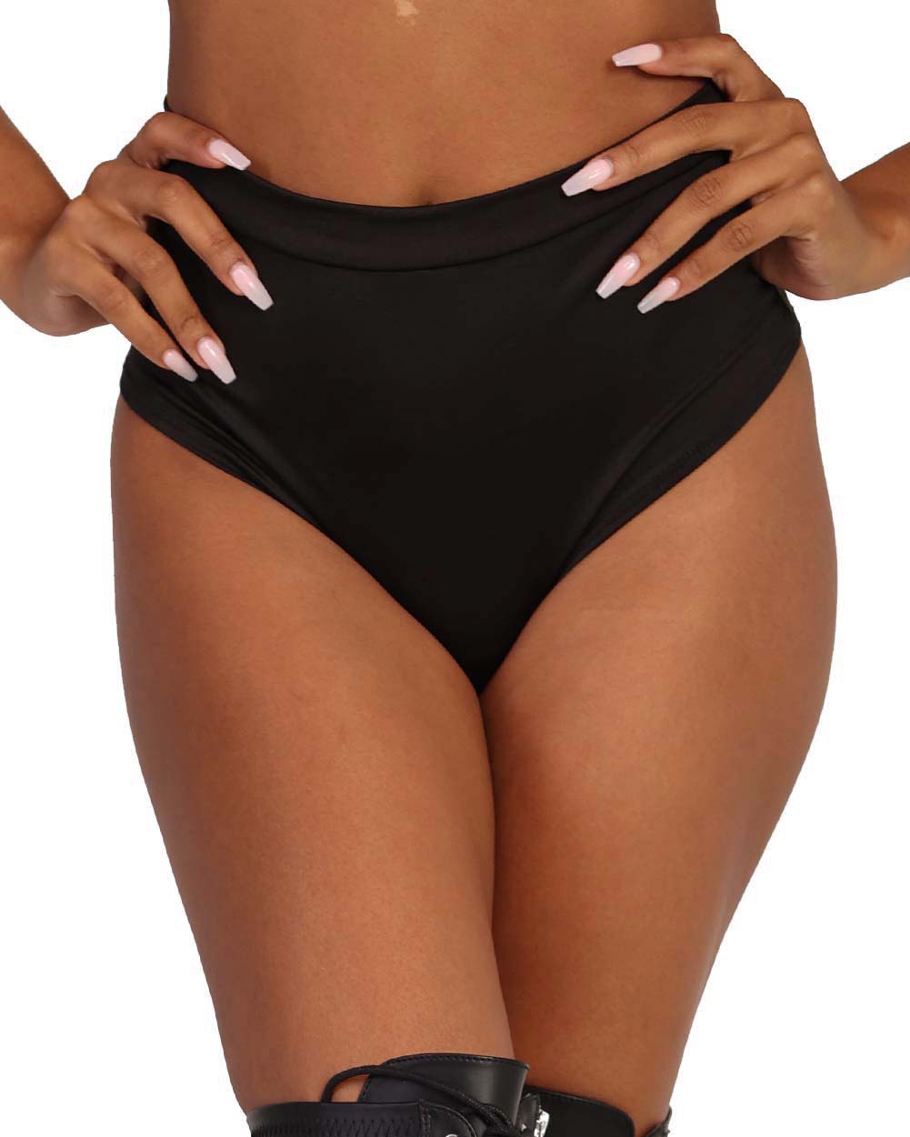 Ultra Hi Rise Booty Shorts-Black-Front--Brandy---S