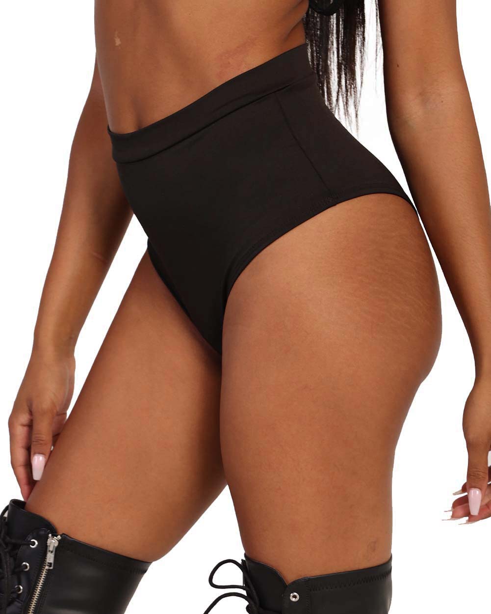 Ultra Hi Rise Booty Shorts-Black-Side--Brandy---S